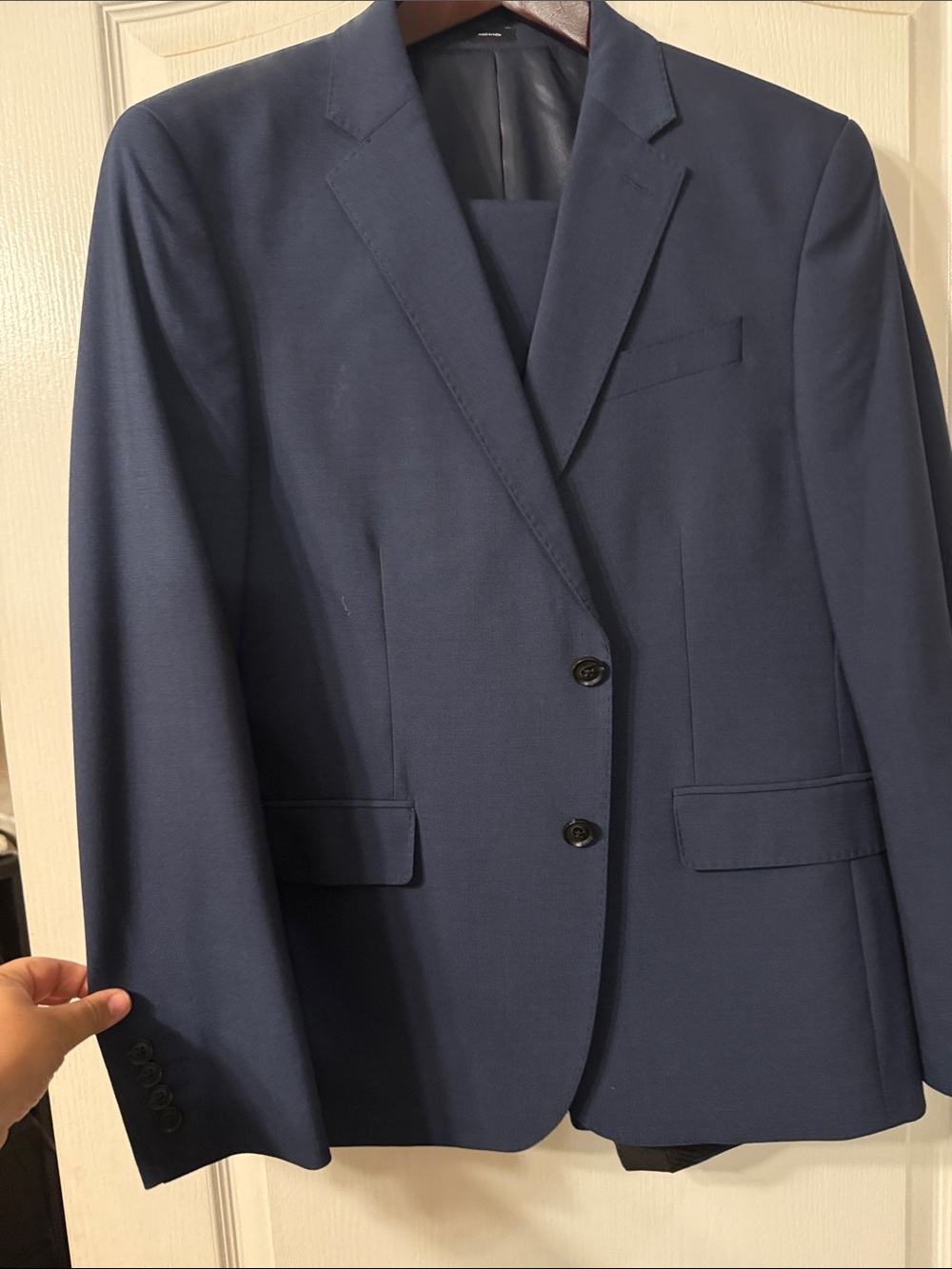 jf j.ferrar Men's Navy Two-Button Suit Jacket